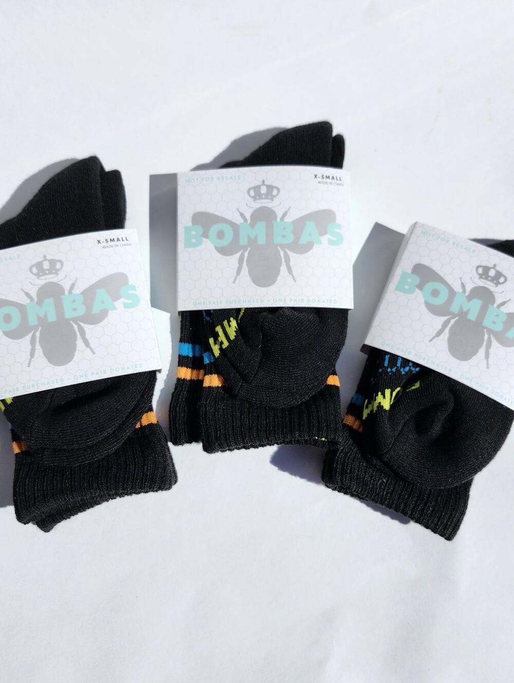 Bombas Kids Socks with Blue and Orange Accents Xs